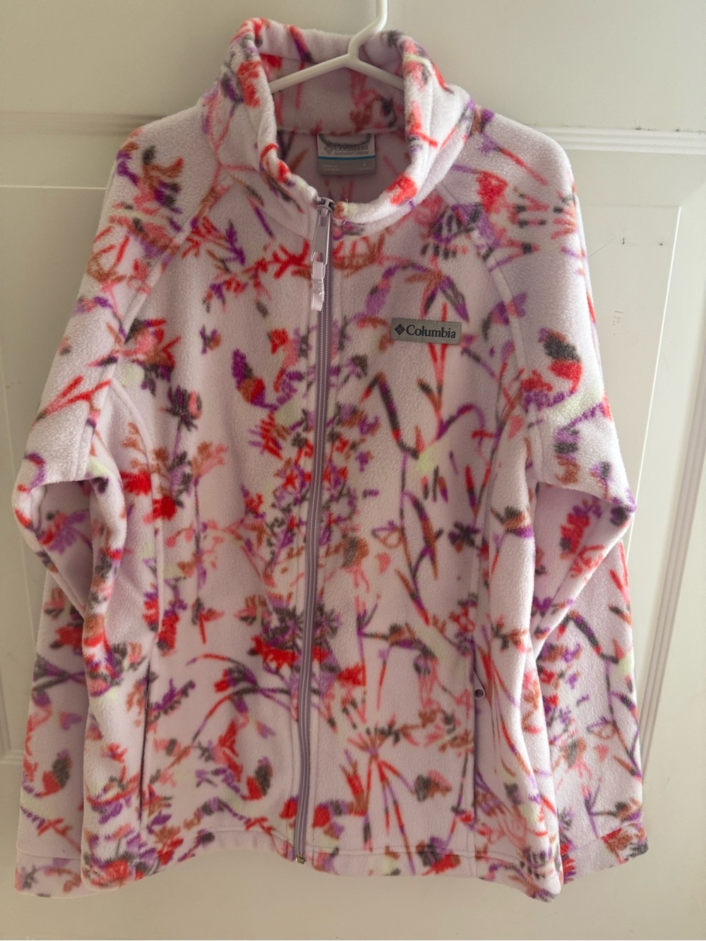 Columbia Pink Multicolor Floral Teddy Fleece Jacket